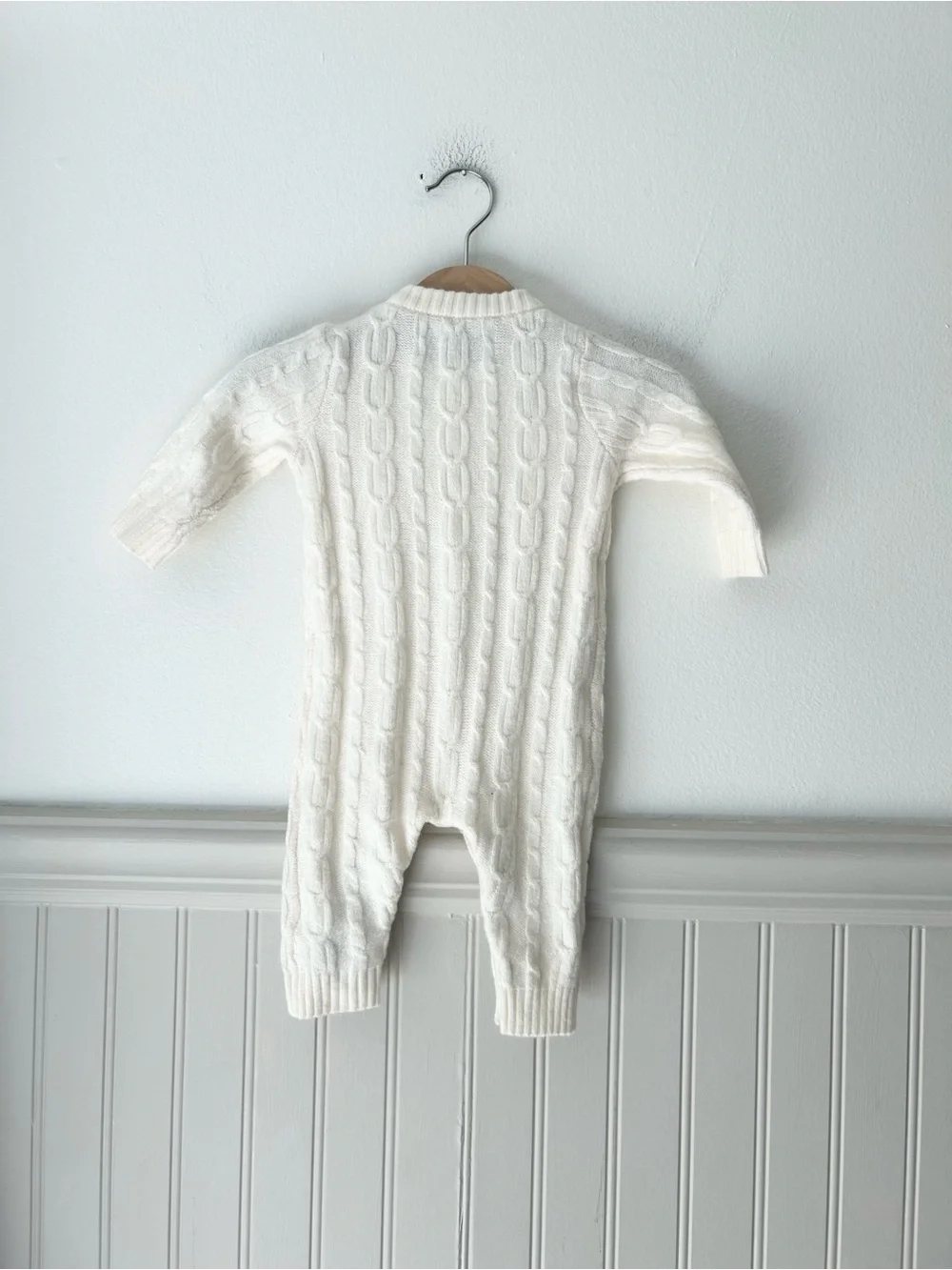 Old Navy 0-3M Cream Cable Knit Baby One Piece Button Shoulder